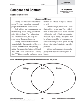 Compare and Contrast Comprehension: Compare and Contrast Read the Selection Below