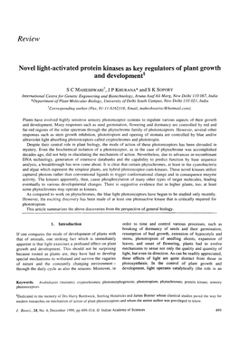 Novel Light-Activated Protein Kinases As Key Regulators of Plant Growth and Development