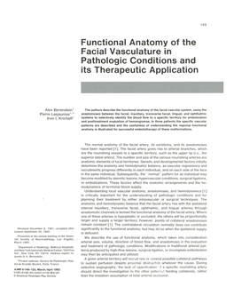 Functional Anatomy of the Facial Vasculature in Pathologic Conditions and Its Therapeutic Application