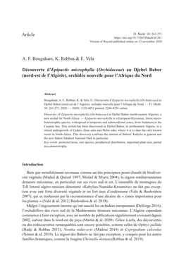 AF Bougaham, K. Rebbas & E. Vela Découverte D'epipactis Microphylla
