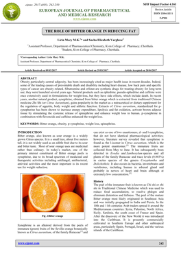 The Role of Bitter Orange in Reducing Fat European