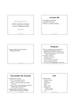 Lecture 08 Program Executable File Formats