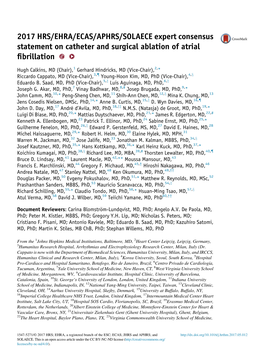 2017 HRS/EHRA/ECAS/APHRS/SOLAECE Expert Consensus Statement on Catheter and Surgical Ablation of Atrial ﬁbrillation