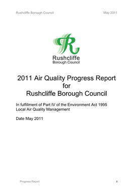 Rushcliffe Air Quality Progress Report 2010/2011