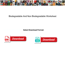 Biodegradable and Non Biodegradable Worksheet