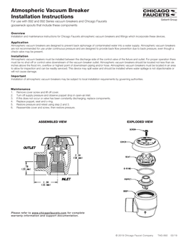 Atmospheric Vacuum Breaker Installation Instructions