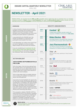 APRIL 2021 UNLOCKING the ENDOCANNABINOID SYSTEM NEWSLETTER - April 2021