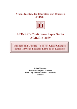 ATINER's Conference Paper Series AGR2016-2159