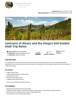 Contrasts of Alsace and the Vosges Self-Guided Walk Trip Notes