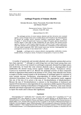 Antifungal Properties of Solanum Alkaloids