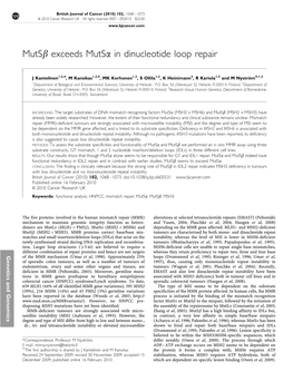 Mutsb Exceeds Mutsa in Dinucleotide Loop Repair