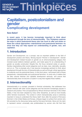 Capitalism, Postcolonialism and Gender Complicating Development