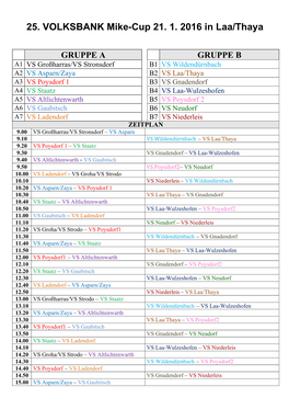 25. VOLKSBANK Mike-Cup 21. 1. 2016 in Laa/Thaya