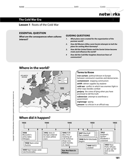 Netw Rks the Cold War Era Lesson 1 Roots of the Cold War