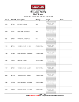 Towlot.Com Bid Sheet