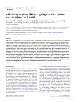 Mir-361-3P Regulates FSH by Targeting FSHB in a Porcine Anterior Pituitary Cell Model
