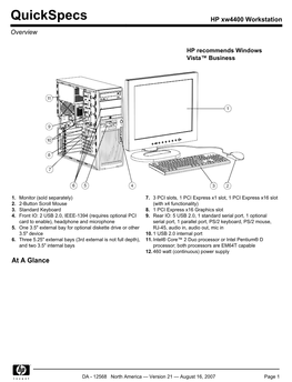 HP Xw4400 Workstation Overview