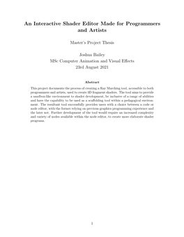 An Interactive Shader Editor Made for Programmers and Artists