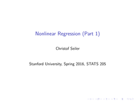 Nonlinear Regression (Part 1)