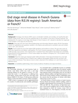 End Stage Renal Disease in French Guiana