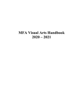 MFA Visual Arts Handbook 2020 – 2021