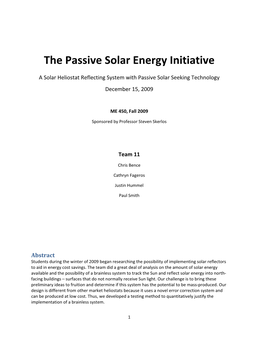 The Passive Solar Energy Initiative