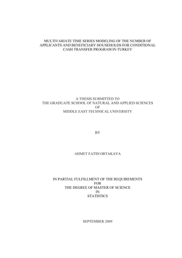 Multivariate Time Series Modeling of the Number of Applicants and Beneficiary Households for Conditional Cash Transfer Program in Turkey