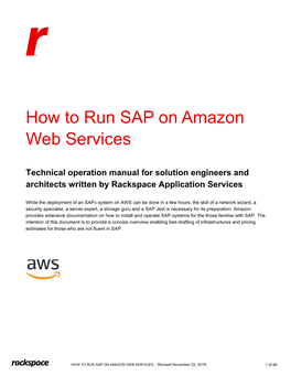 How to Run SAP on Amazon Web Services