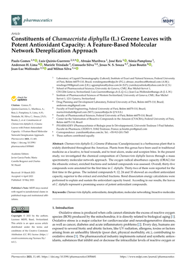 Constituents of Chamaecrista Diphylla (L.) Greene Leaves with Potent Antioxidant Capacity: a Feature-Based Molecular Network Dereplication Approach