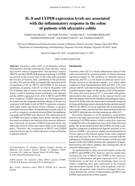 IL-8 and LYPD8 Expression Levels Are Associated with the Inflammatory Response in the Colon of Patients with Ulcerative Colitis