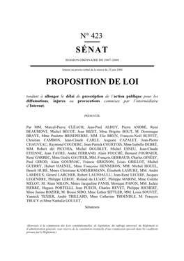 Sénat Proposition De