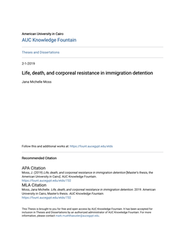 Life, Death, and Corporeal Resistance in Immigration Detention