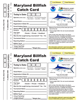 Maryland Billfish Catch Card