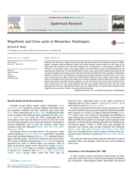 Megafloods and Clovis Cache at Wenatchee, Washington