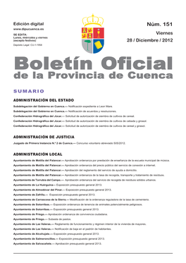 Boletín Oficial De La Provincia De Cuenca Sumario Administración Del Estado