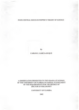Four Central Issues in Popper's Theory of Science