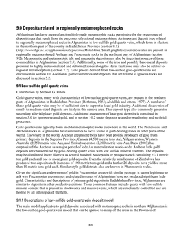 9.0 Deposits Related to Regionally Metamorphosed Rocks