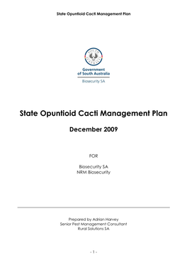 State Opuntioid Cacti Management Plan