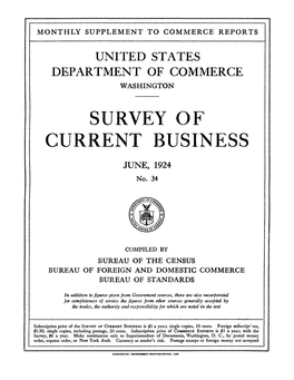 Survey of Current Business June 1924