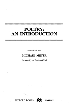 Poetry: an Introduction