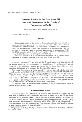 Flavonoid Pattern in the Pterid4ceae, III. Flavonoid Constituents in the Fronds of Dennstaedtia Quitf Ordii