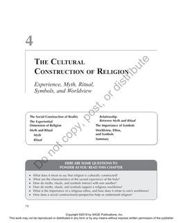 The Cultural Construction of Religion Experience, Myth, Ritual