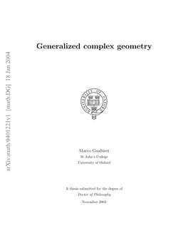Generalized Complex Geometry