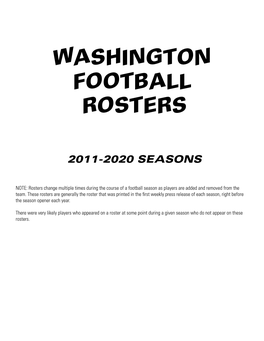 Washington Football Rosters