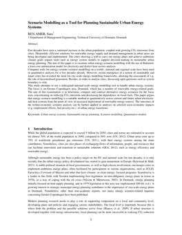 Scenario Modelling As a Tool for Planning Sustainable Urban