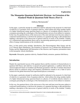 An Extension of the Standard Model & Quantum Field Theory (Part 1)