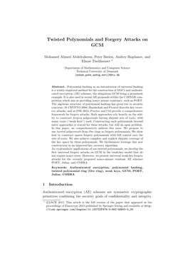 Twisted Polynomials and Forgery Attacks on GCM