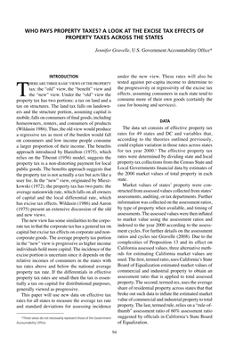 Who Pays Property Taxes? a Look at the Excise Tax Effects of Property Taxes Across the States