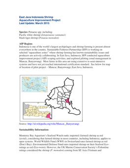 East Java Indonesia Shrimp Aquaculture Improvement Project Last Update: March 2015