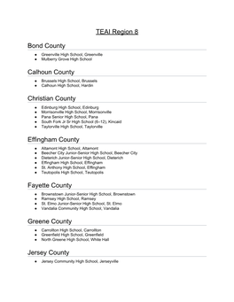 TEAI Region 8 Bond County Calhoun County Christian County